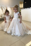 BMbride Cap Sleeves Appliques Flower Girl Dress BMbride