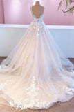 Sweetheart Backless A-Line Wedding Dress with Ruffles, Lace Appliques, and Tulle BM bride