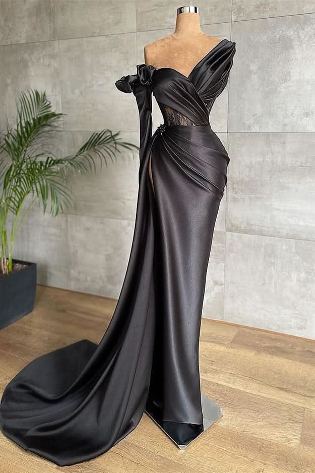 Black Long Sleeves Mermaid Prom Dress BM bride