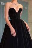 Black Strapless Sleeveless Sweetheart Evening Dress BM bride