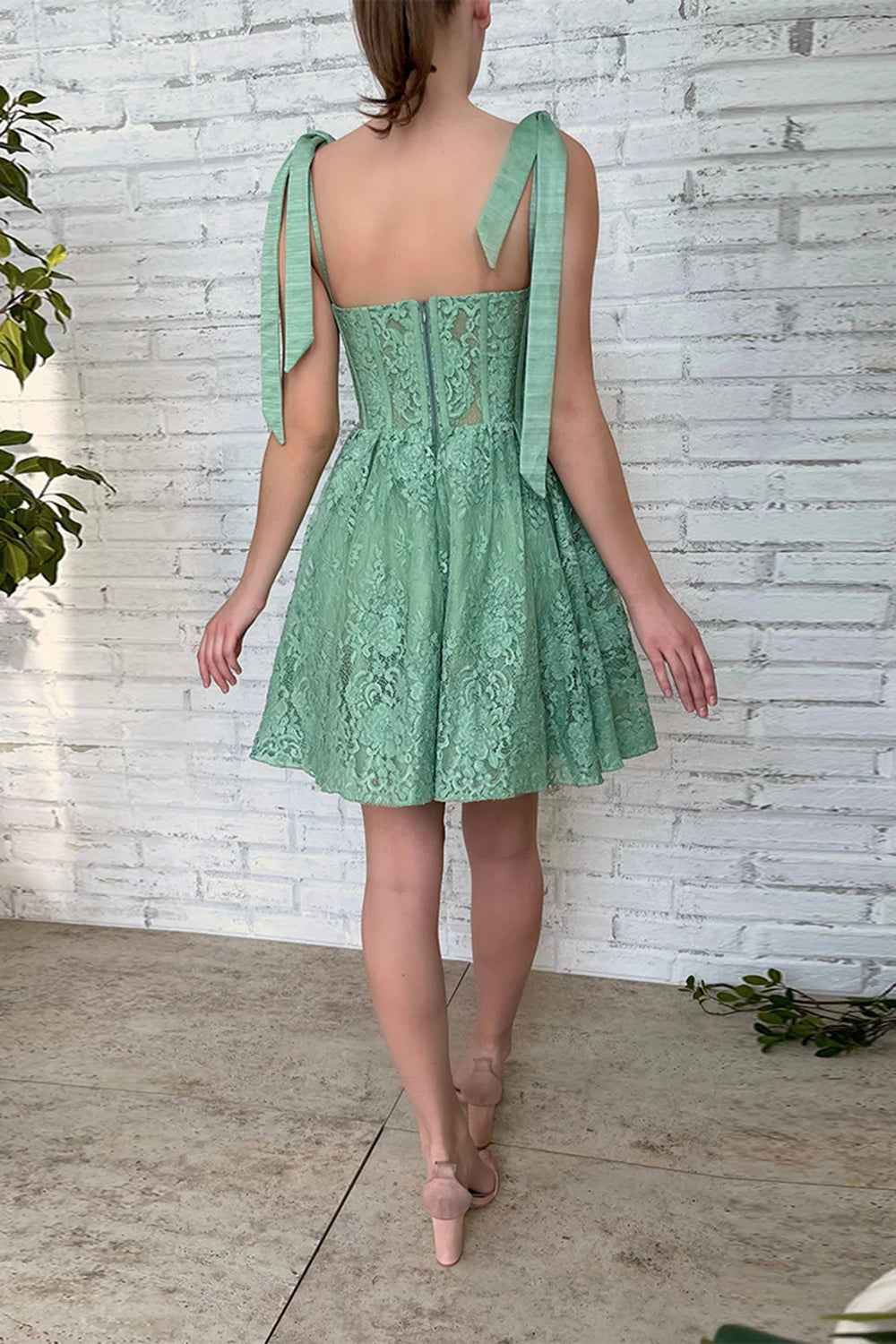 Green Sweetheart Homecoming Dress with Appliques Bmbride
