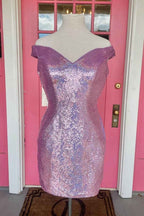 Royal Blue Open Back Sequins Tight Hoco Dress