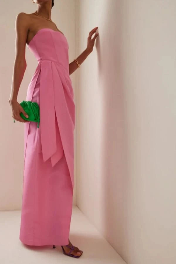 Elegant Pink Strapless Long Slimming Prom Dress BM bride