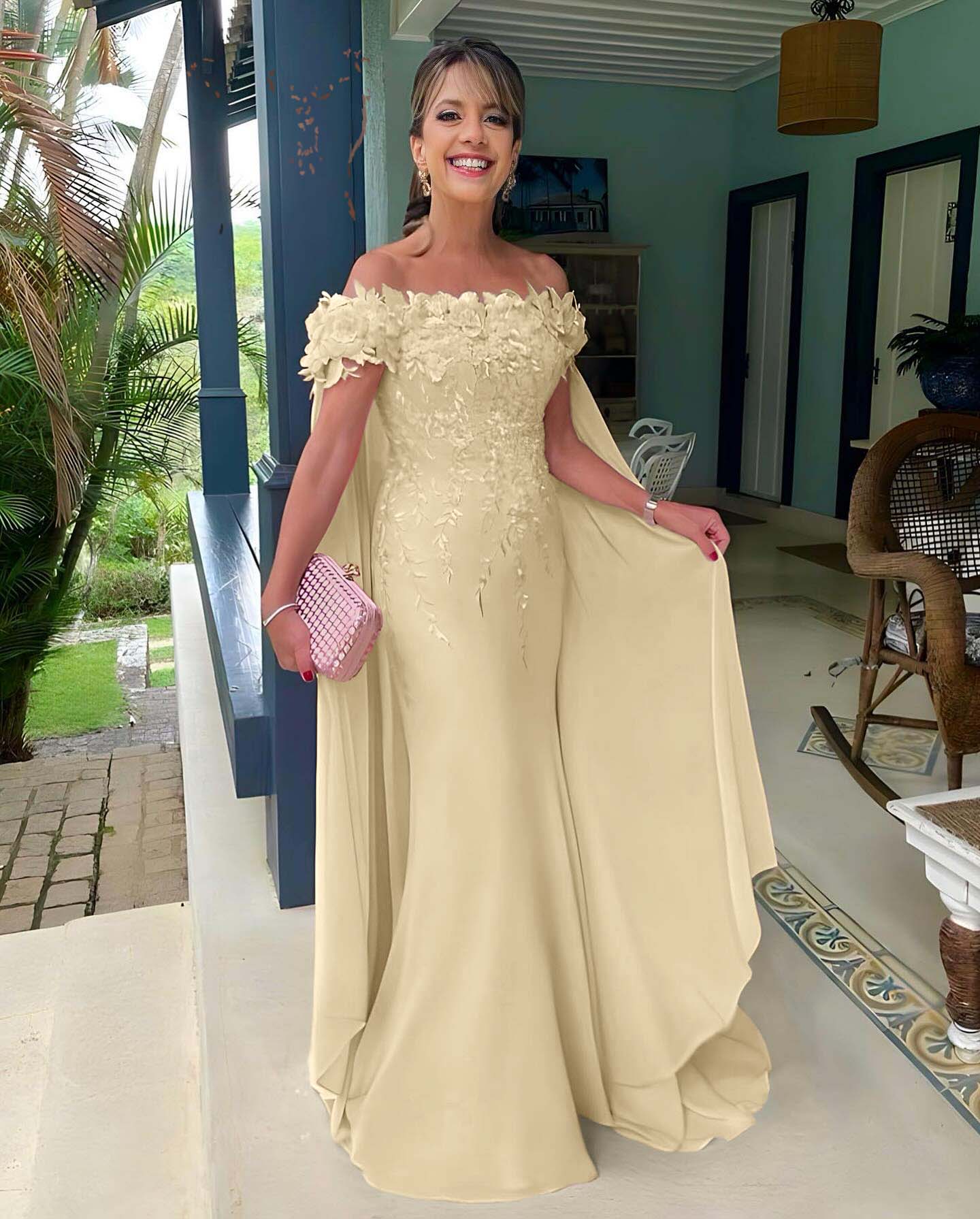 Off the Shoulder Sleeveless Long Mermaid Prom Dress With Appliques BMBRIDE