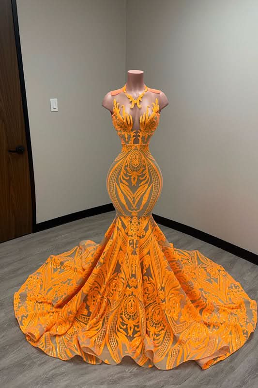 Heavy Strapless Appliques Evening Dress with Sleeveless Sequins Mermaid BM bride