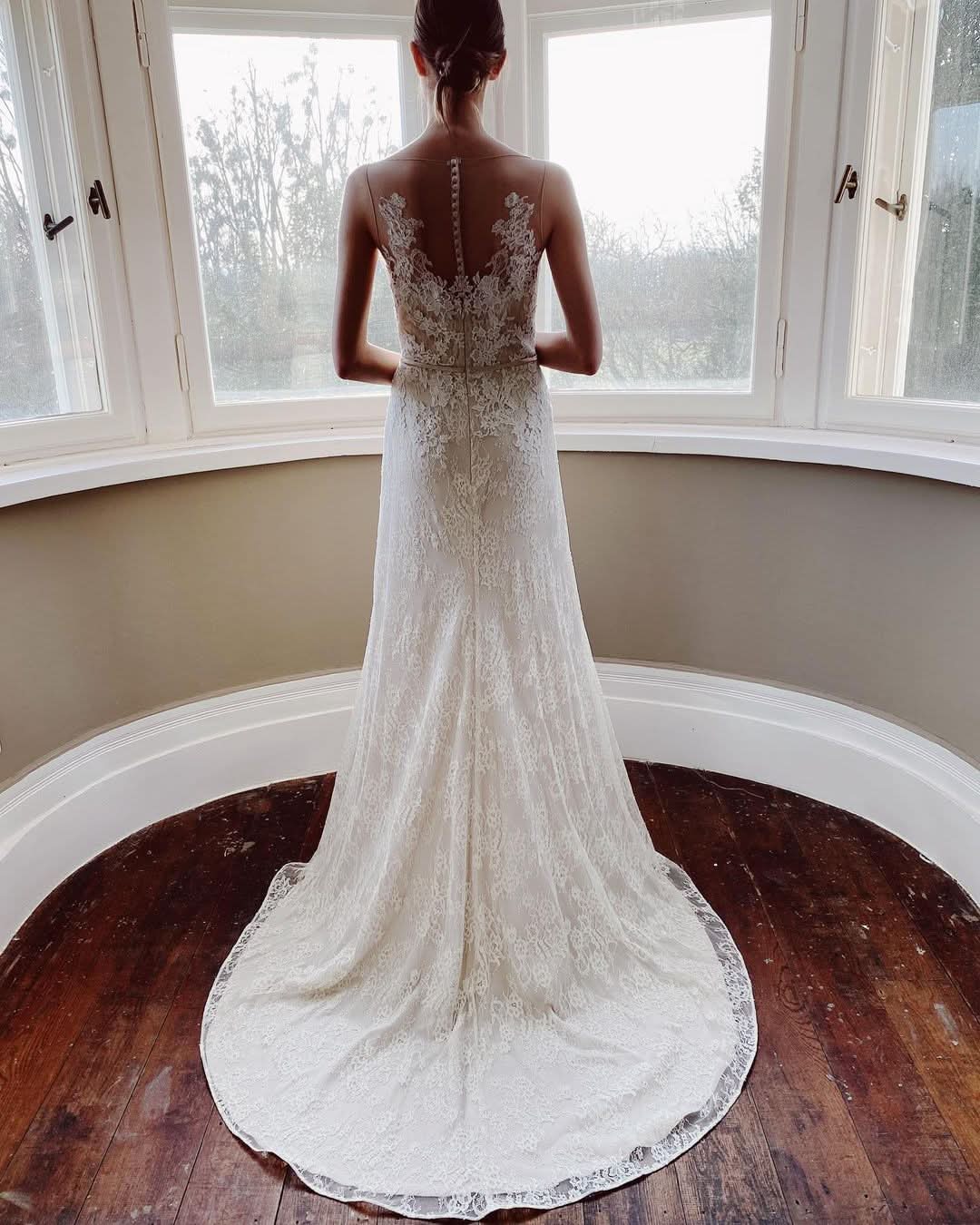 Pearl Mermaid Wedding Dress With Appliques Lace Sash BM bride