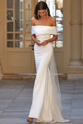 Off the Shoulder Strapless Mermaid Long Prom Dress With Tulle BMBRIDE