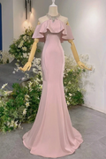 Sleeveless Off the Shoulder Long Mermaid Prom Dress With Pleated BMBRIDE