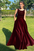Elegant Black Sleeveless Jewel Mermaid Sequins Long Prom Dress Online BM bride