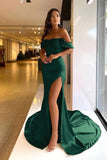 Pink Purple Off-the-Shoulder Beaded Mermaid Prom Dress with Split BM bride