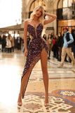 Beautiful Black Strapless Sleeveless Beading Evening Dress with Slit BM bride