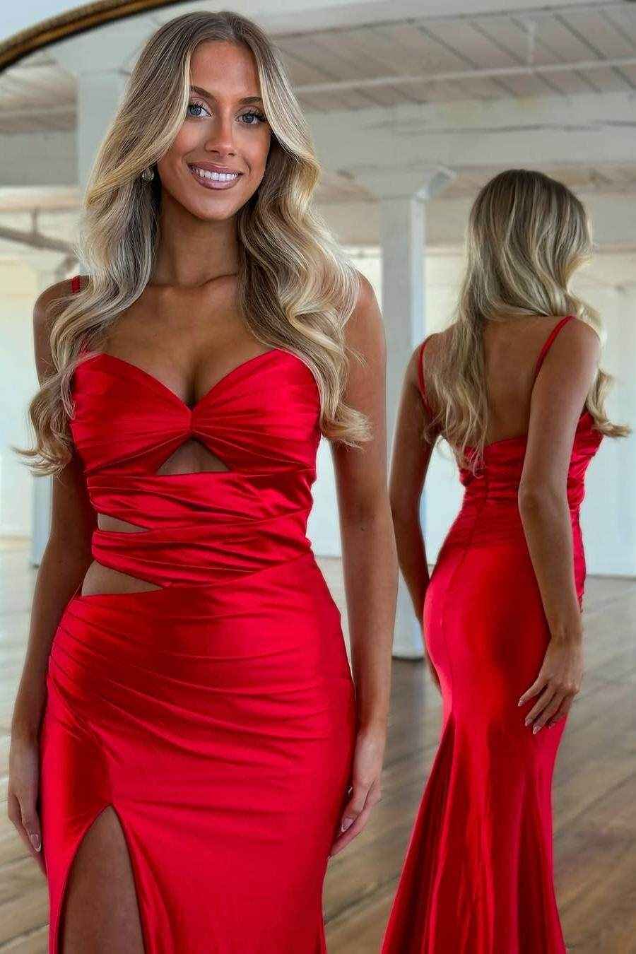 Spaghetti Strap Sleeveless Long Mermaid Prom Dress With Split
