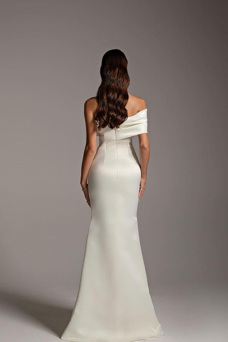 One Shoulder Sleeveless Mermaid Long Prom Dress With Ruffles