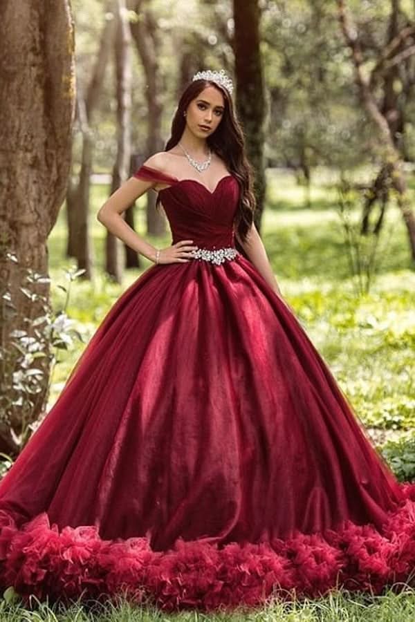 Princess Off-the-shoulder Wedding Dress Long Sleeves With Tulle BM bride