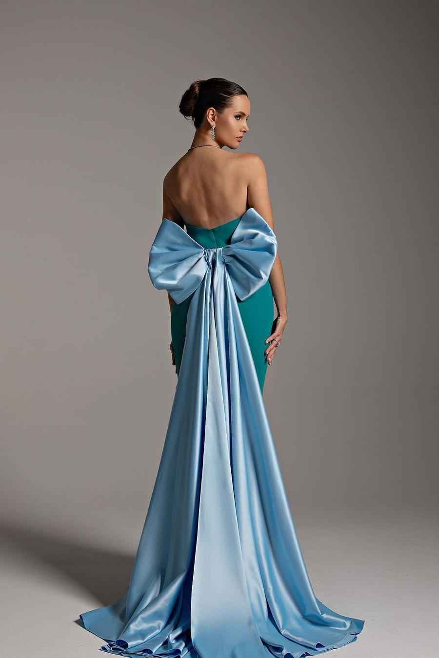 Strapless Sleeveless Ruffles Mermaid Long Prom Dress With Bowknot
