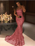 Strapless Sequins Mermaid Evening Dress BM bride