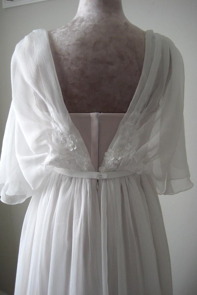 V-Neck A-Line Chiffon Lace Boho Wedding Dress with Belt BM bride