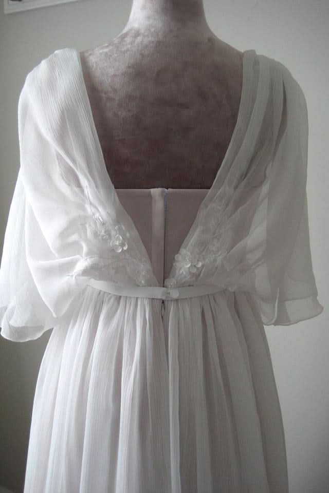V-Neck A-Line Chiffon Lace Boho Wedding Dress with Belt BM bride