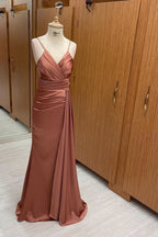 Elegant V-Neck Spaghetti-Strap Mermaid Evening Dress BM bride