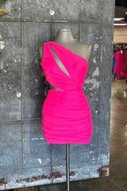 Simple Coral Cut Out Tight Short Homecoming Dress Bmbride