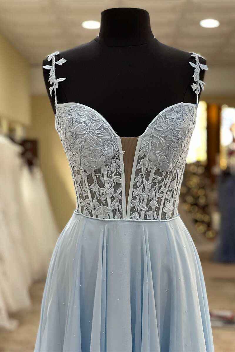 Glamorous Sweetheart Sleeveless Spaghetti Strap Long Prom Dress A Line Tulle
