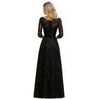 BMbride Charming Black Half Sleeves Tulle Sequins Evening Dress 20s Aline Prom Dress BMbride