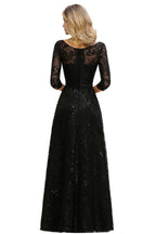 BMbride Charming Black Half Sleeves Tulle Sequins Evening Dress 20s Aline Prom Dress BMbride