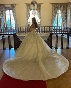 BMbride Charming Floor Length Sweetheart Long Sleeves A-Line Lace Wedding Dress BMbride