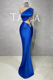 BMbride Charming Long Satin Column Mermaid Prom Dress With Beading BMbride