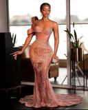 BMbride Charming One Shoulder Mermaid Prom Dress Glitter Sequins Pearl Sweetheart Evening Dress BMbride