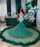 BMbride Charming V-neck Sleeveless Mermaid Prom Dress BMbride