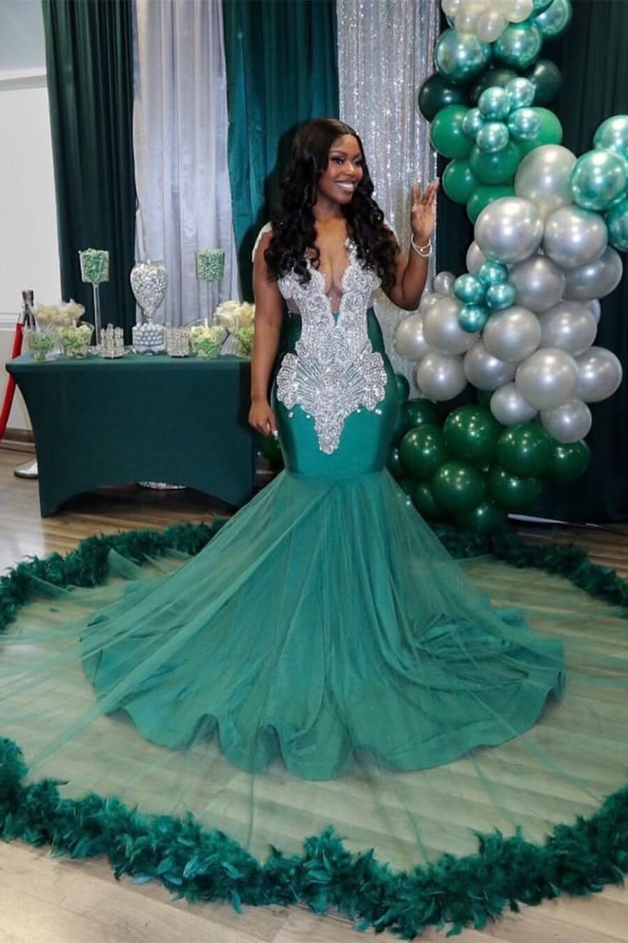 BMbride Charming V-neck Sleeveless Mermaid Prom Dress BMbride