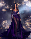 BMbride Chic Floor Length Sweetheart Sleeveless Satin Prom Dress with Ruffles BMbride
