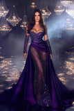 BMbride Chic Floor Length Sweetheart Sleeveless Satin Prom Dress with Ruffles BMbride