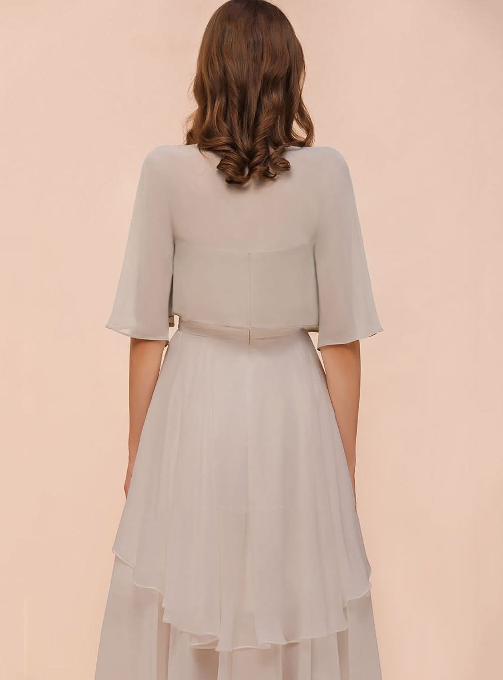 Chiffon Half Sleeves Special Occasions Wraps Silver BMbride