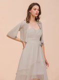 Chiffon Half Sleeves Special Occasions Wraps Silver BMbride