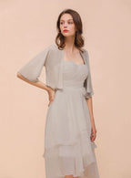 Chiffon Half Sleeves Special Occasions Wraps Silver BMbride