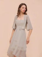 Chiffon Half Sleeves Special Occasions Wraps Silver BMbride