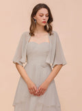 Chiffon Half Sleeves Special Occasions Wraps Silver BMbride