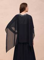 Chiffon Special Occasions Wrap Dark Navy with Beadings BMbride