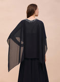 Chiffon Special Occasions Wrap Dark Navy with Beadings BMbride
