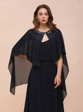Chiffon Special Occasions Wrap Dark Navy with Beadings BMbride