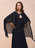 Chiffon Special Occasions Wrap Dark Navy with Beadings BMbride