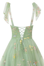 Dreamy A-Line Short Sweetheart Tulle Floral Homecoming Dress BM bride