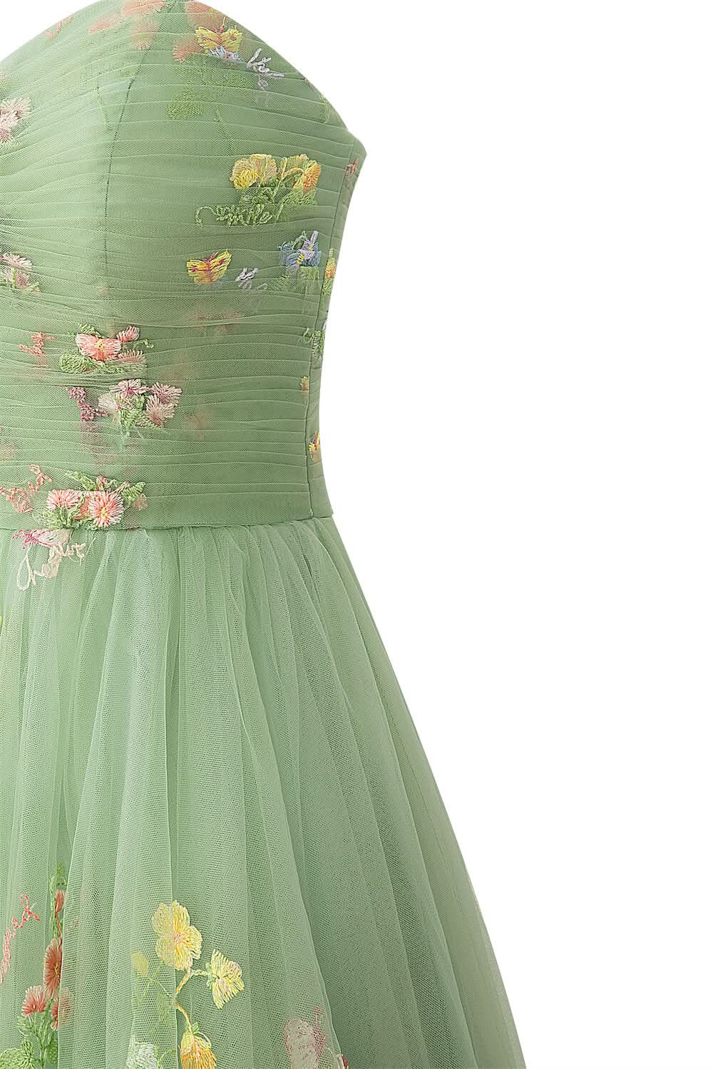 Dreamy A-Line Short Sweetheart Tulle Floral Homecoming Dress BM bride