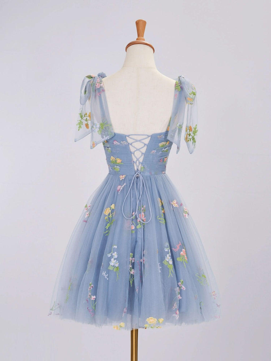 Dreamy A-Line Short Sweetheart Tulle Floral Homecoming Dress BM bride