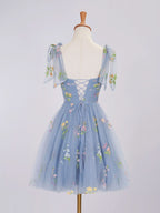 Dreamy A-Line Short Sweetheart Tulle Floral Homecoming Dress BM bride