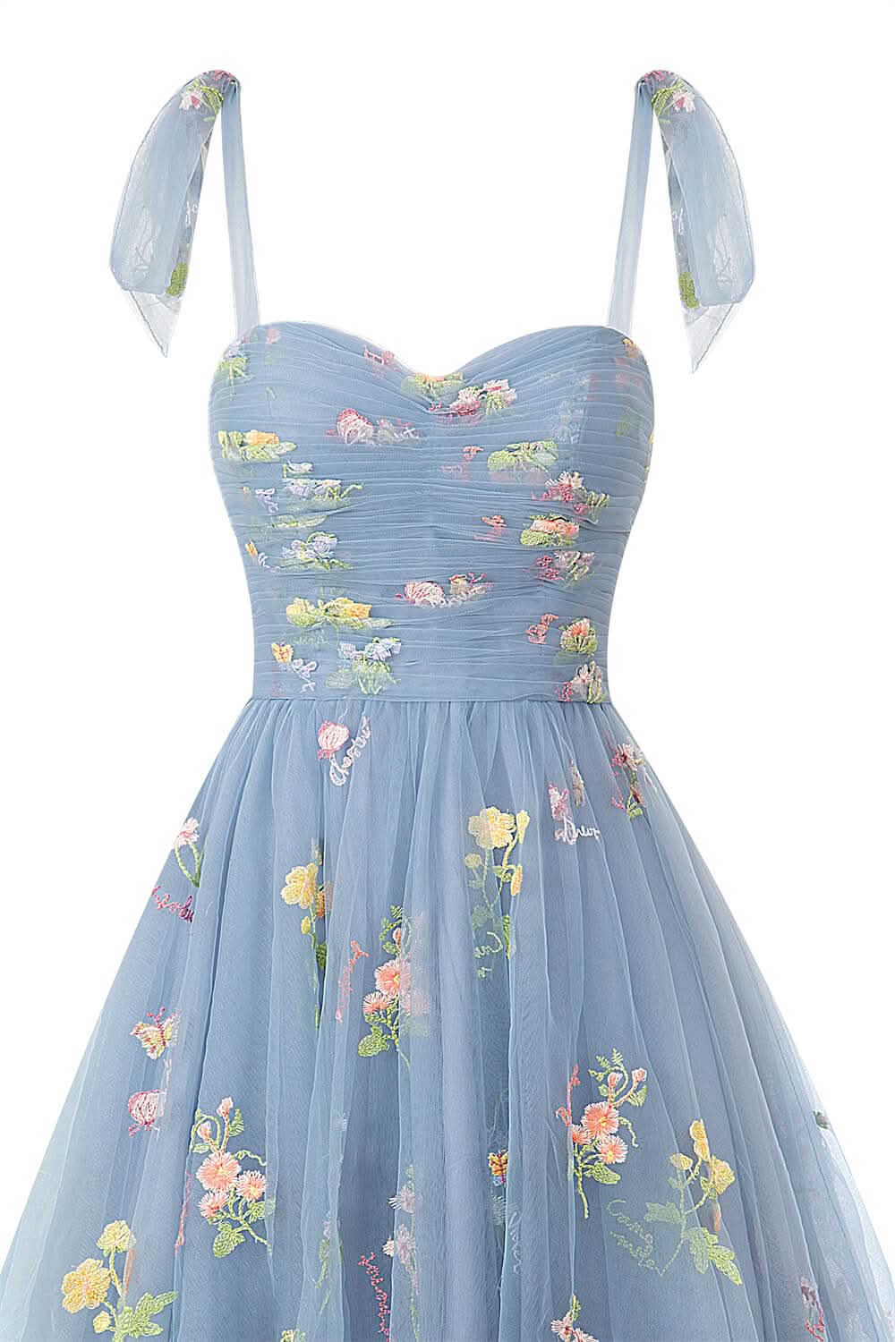 Dreamy A-Line Short Sweetheart Tulle Floral Homecoming Dress BM bride