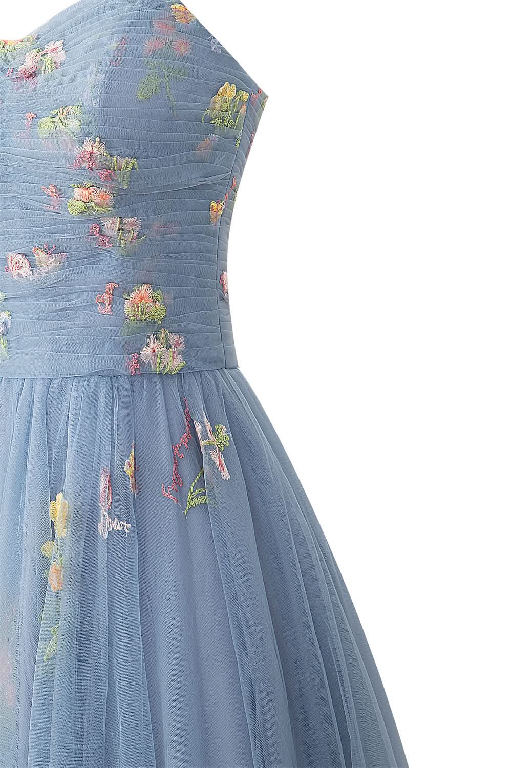 Dreamy A-Line Short Sweetheart Tulle Floral Homecoming Dress BM bride