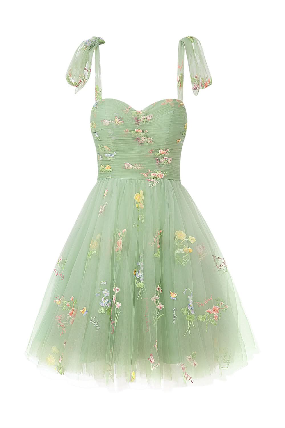 Dreamy A-Line Short Sweetheart Tulle Floral Homecoming Dress BM bride